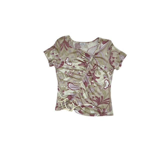 Women's floral print two-piece suit: short sleeve top & asymmetrical skirt - Picture 2 of 6